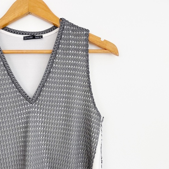 Zara WB Collection Gray Layered Textured Tank Top Size Small - Picture 4 of 13